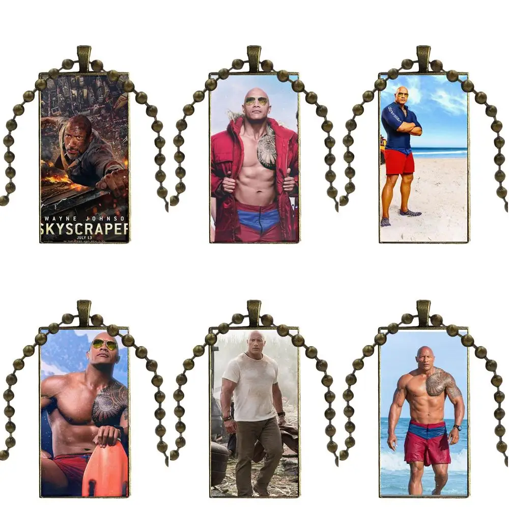 

Glass Pendant Necklace Handmade Half Pendant Rectangle Necklace For Women Christmas Gift The Rock Dwayne Johnson