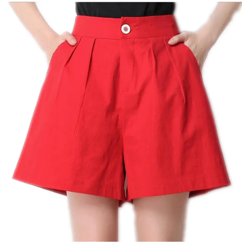 2018 New Women Summer Linen Wide Leg Shorts Cheap Women