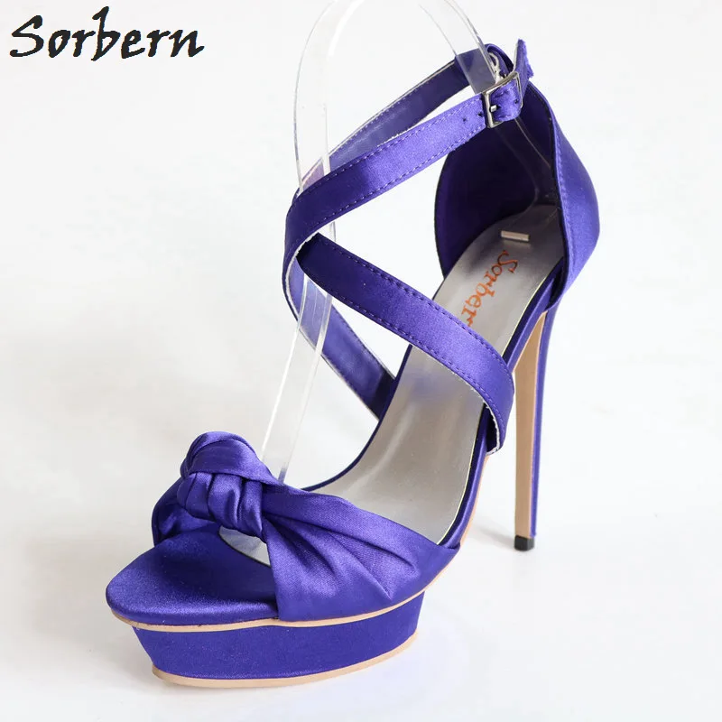 satin purple heels