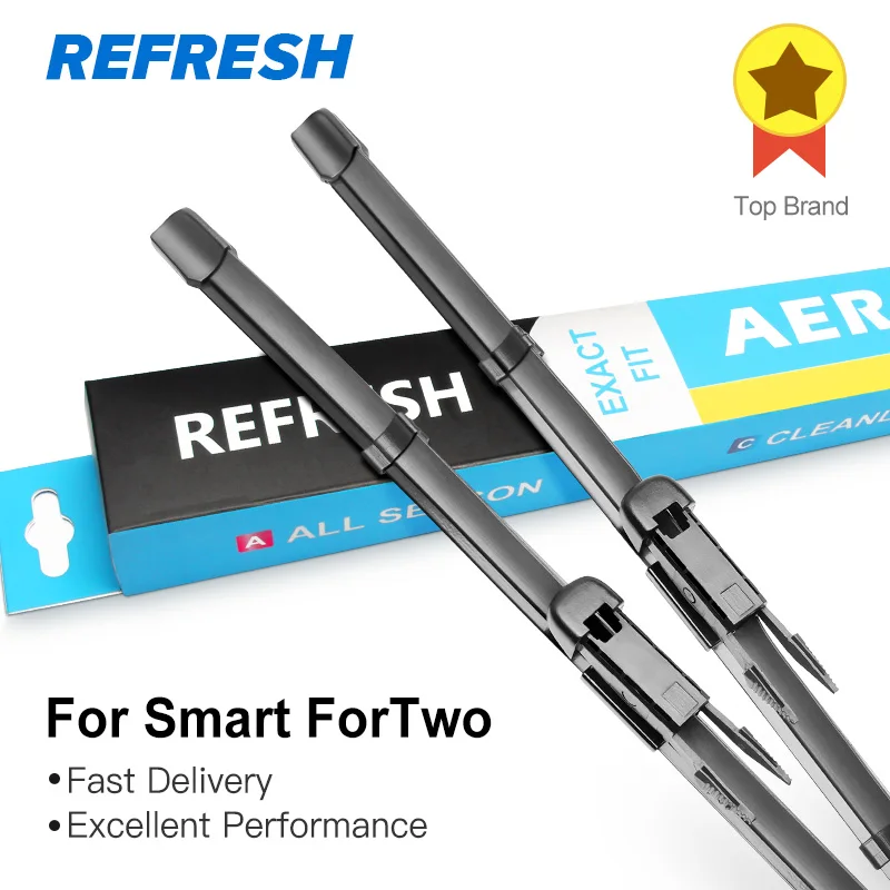 

REFRESH Wiper Blades for Smart ForTwo W451 A453 Pinch Tab / Bayonet 2007 2008 2009 2010 2011 2012 2013 2014 2015 2016 2017