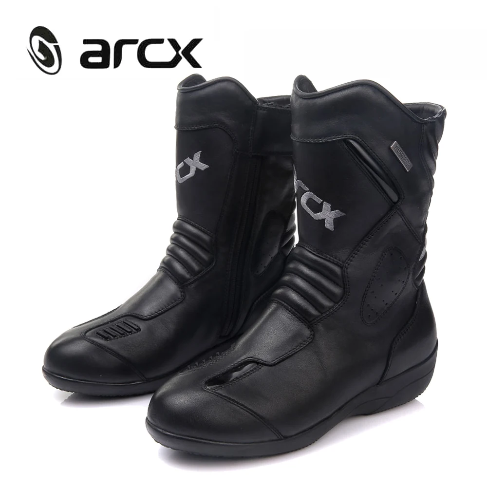 ARCX/мотоботы; женские мотоботы из натуральной коровьей кожи; водонепроницаемые гоночные сапоги для мотокросса; Черная мотоциклетная обувь; Botas Moto - Цвет: Черный