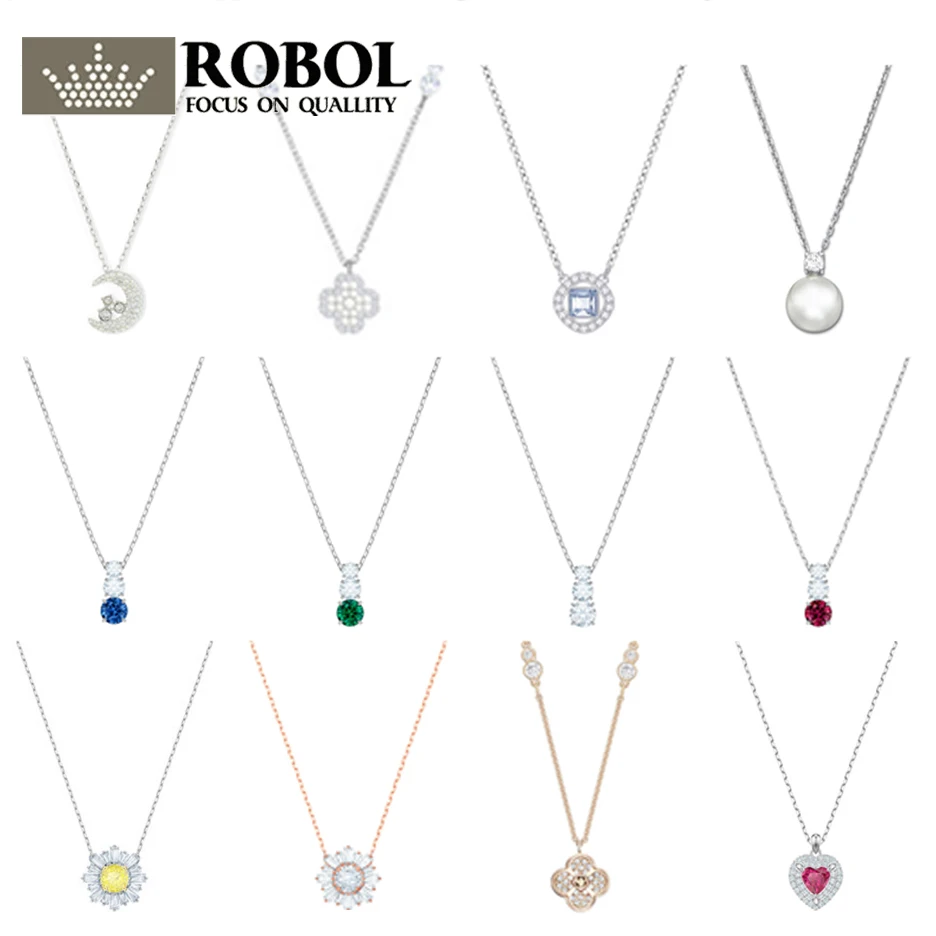 

High Quality 1:1 Original Necklace SWA Jewelry Necklace Imitation Gemstone Romantic Star and Moon Clever Heart-shaped Dazzling F