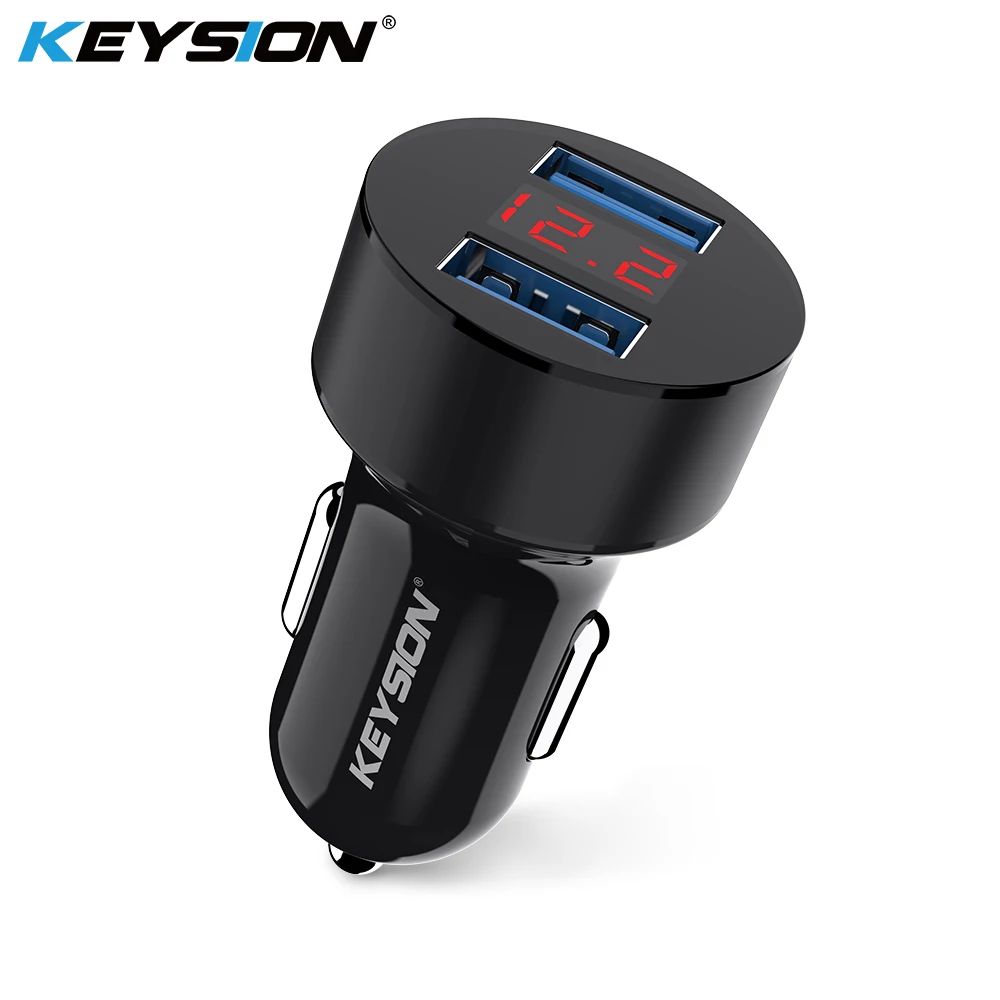 KEYSION شاحن سيارة 5 فولت 3.1A مع LED عرض عالمي مزدوج Usb الهاتف سيارة-شاحن هواتف xiaomi هواوي سامسونج ل فون XS ماكس XR