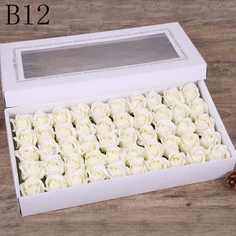 B12 50 шт., мыло, розы, искусственные цветы, свадебное украшение, сделай сам, мыло, цветочные головки для свадебной вечеринки, Рождество, День Святого Валентина, год - Цвет: B12
