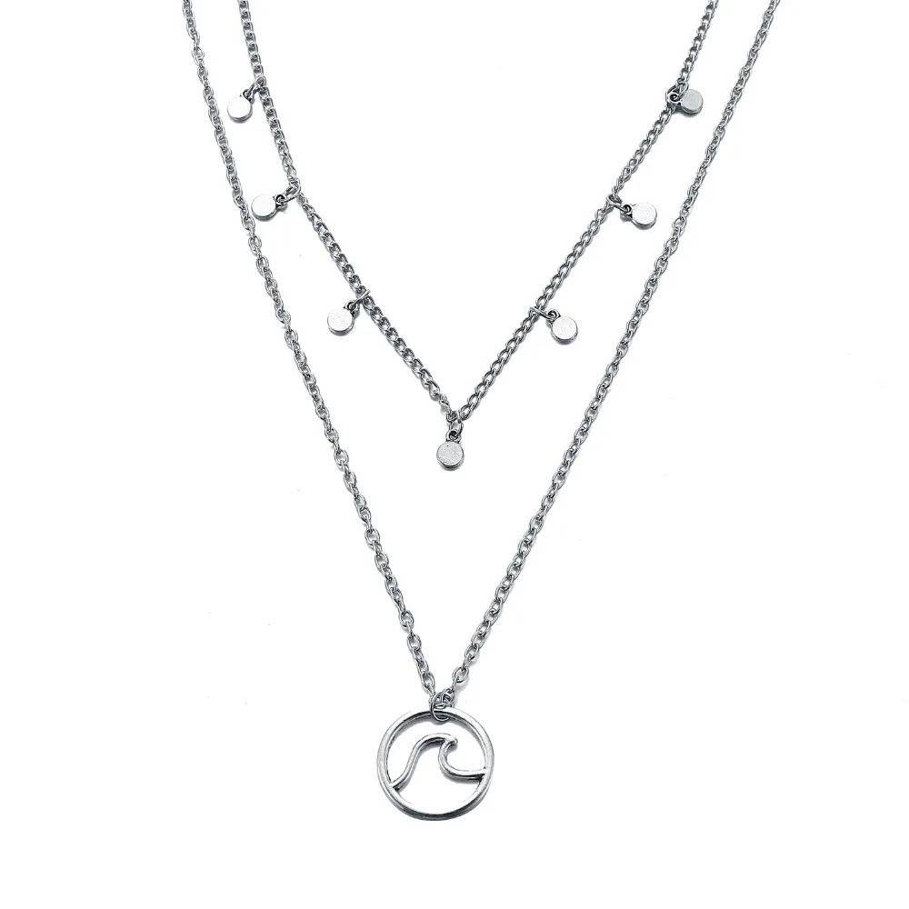 Vintage Punk Beads Wave Pendant Necklaces For Women Girl 2018 New Bohemian Long Sequins Cross Necklace Collar Jewelry Gift