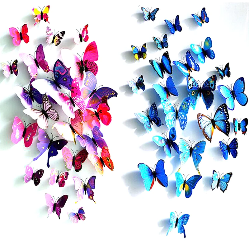 

12pcs/set PVC 3D Butterfly Wall Decor Cute Butterflies Wall Stickers Art Decals Home Decoration