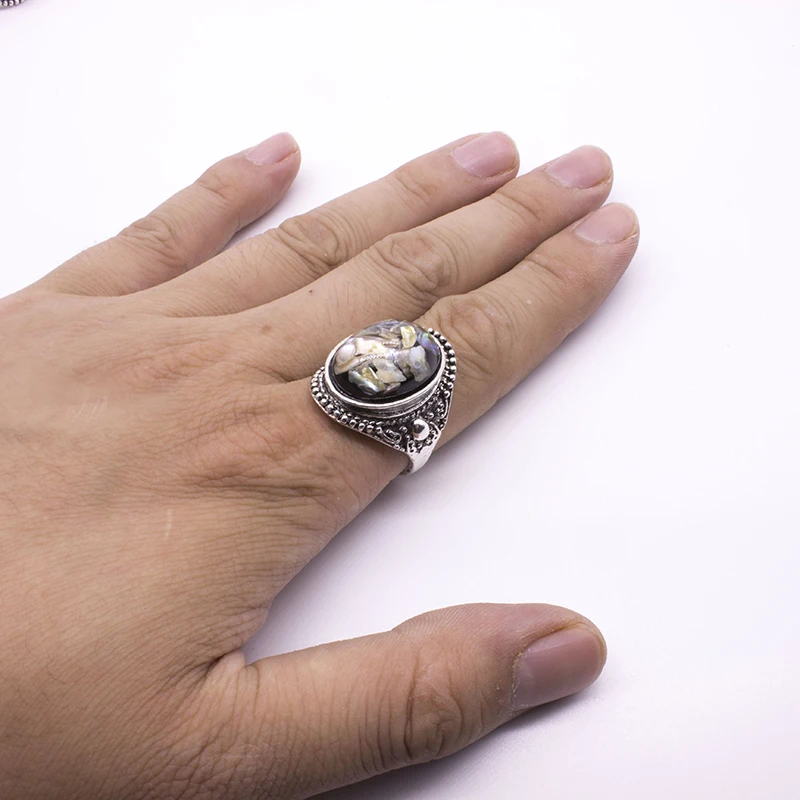 Винтажное каменное кольцо, 12 штук, смешанные цвета, Трендовое кольцо серебряного цвета Панк, большое античное кольцо с камнем, мужское ювелирное изделие