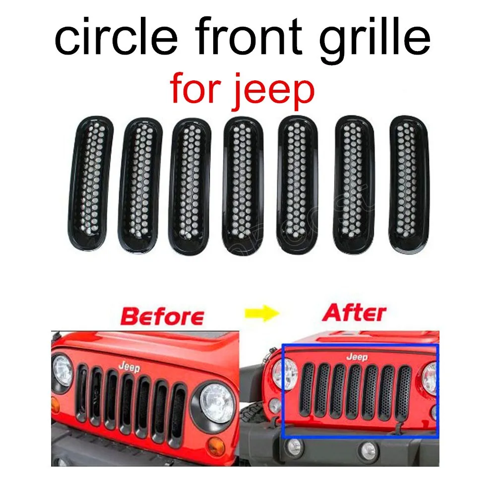 new 7pcs Decorative Circle Front Grille Black Mesh Cover Racing Grills