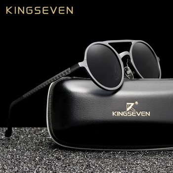 

KINGSEVEN Aluminum Men's Round Sunglasses Polarized Men Punk Vintage Eyewear Accessories Sun Glasses Driving Retro Sun glasses