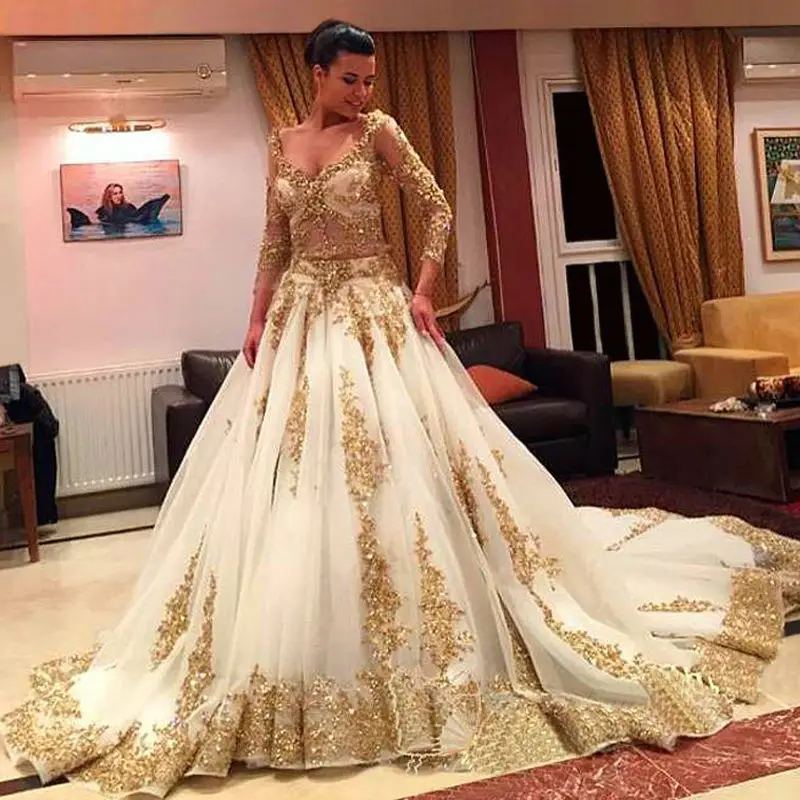 white wedding dress gold jewelry