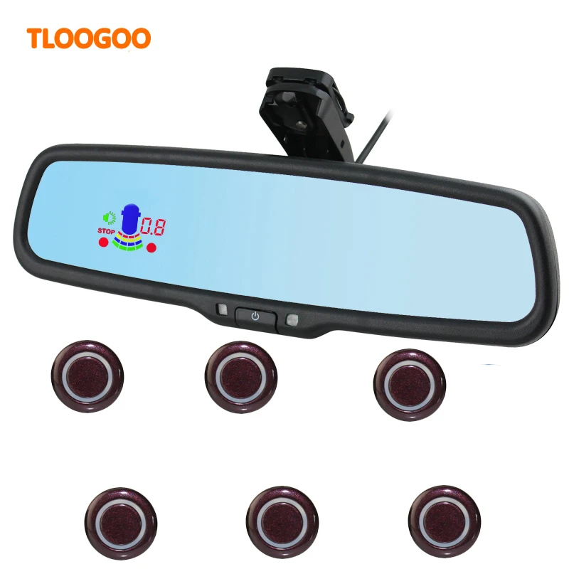 Car LED Parking Sensor Kit Display Reverse Assistance With 6 sensors
