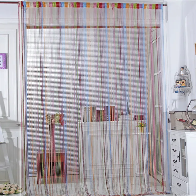 Multicolor Line String Gordijnen 1*2 M Thuis decoratie Blinds Tule ... Multicolor Line String Gordijnen 1*2 M Thuis decoratie Blinds Tule ...