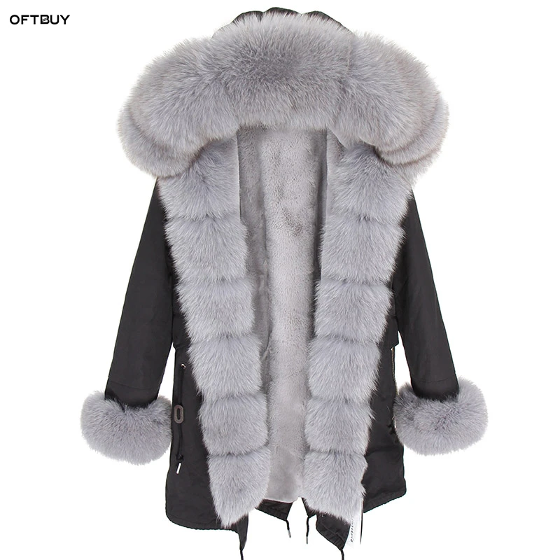 2020 Winter Jacket Women Real Fur Coat Natural Fox Fur Collar Striped Faux Fur Liner Army Green Long Parka Fashion New Fashion Real Fur Aliexpress