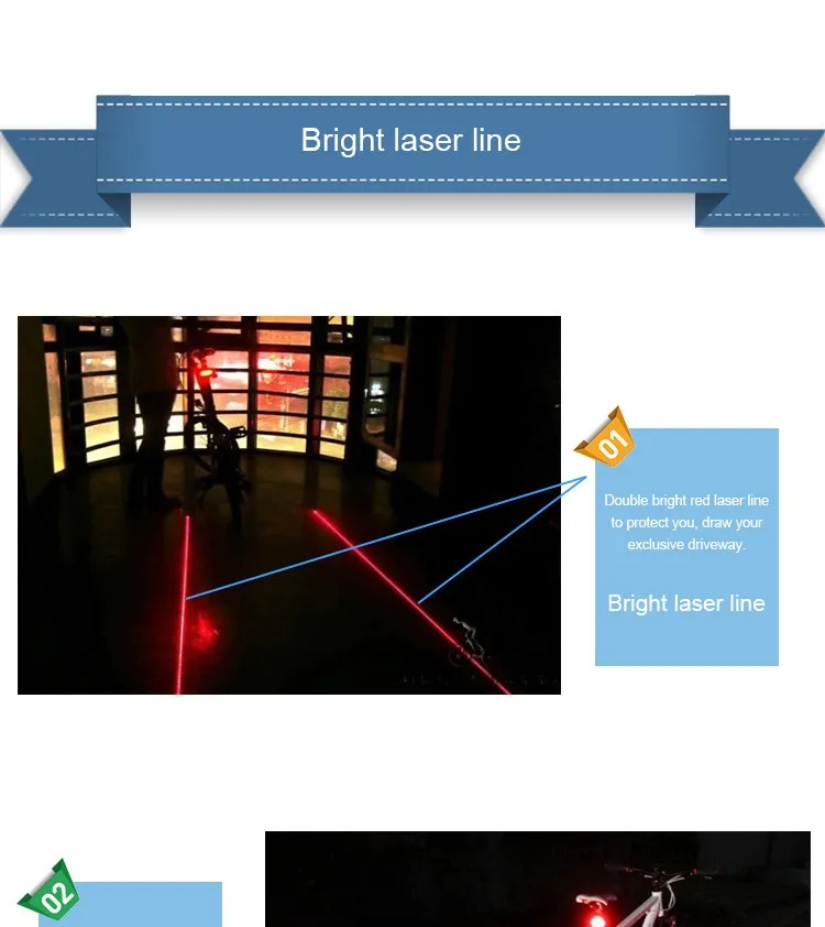 BL-01 велосипедный лазер задние фары горного велосипеда задние фонари безопасности предупреждение светодиодный лазерный свет