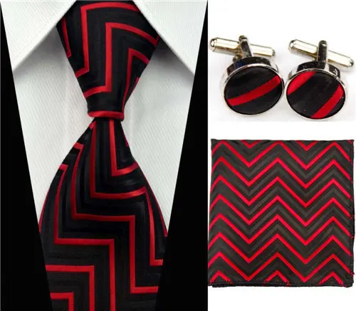 Наборы галстуков для мужчин Gravatas Мужские аксессуары широкий шелковый галстук набор геометрический плед деловой носовой платок запонки#29g - Цвет: SNT0007