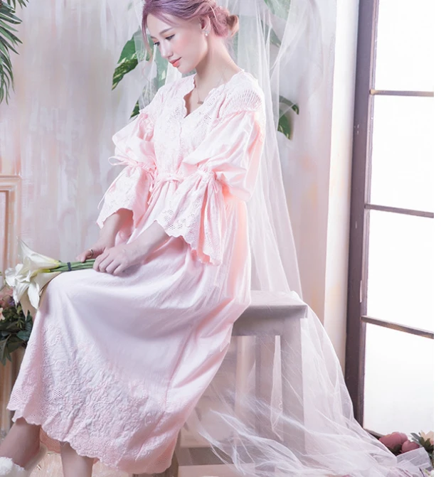 Ночные рубашки одежда для сна Женская домашняя в винтажном стиле|home dress|sleepwear