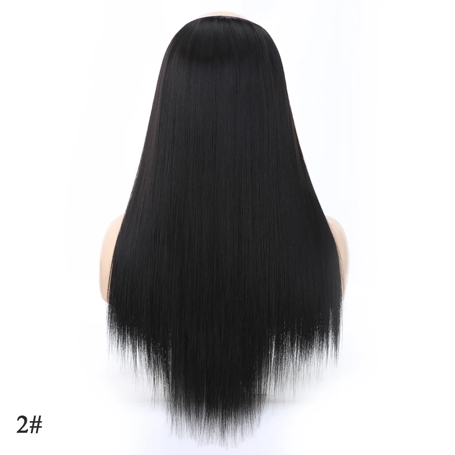 Alileader, 230 г, натуральные, u-образные, половина парика, синтетические волосы для женщин, 24 дюйма, длинные, прямые, Омбре, на заколках, для наращивания, термостойкие - Цвет: US2