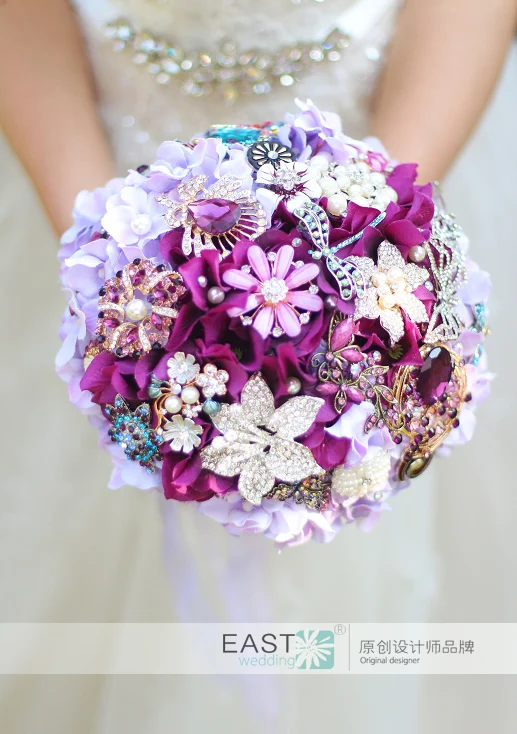  Bouquet nuptiale d'hortensia pourpre de Simulation bouquet de broche de mariée de mariage de raisin