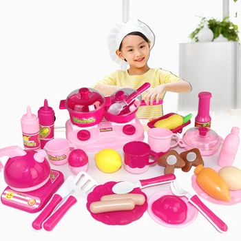 

30pcs/Set Pink Simulation Kitchen Cutting Fruit Vegetable Dessert Montessori Toys House Cooking Pretend Play Toys for Children