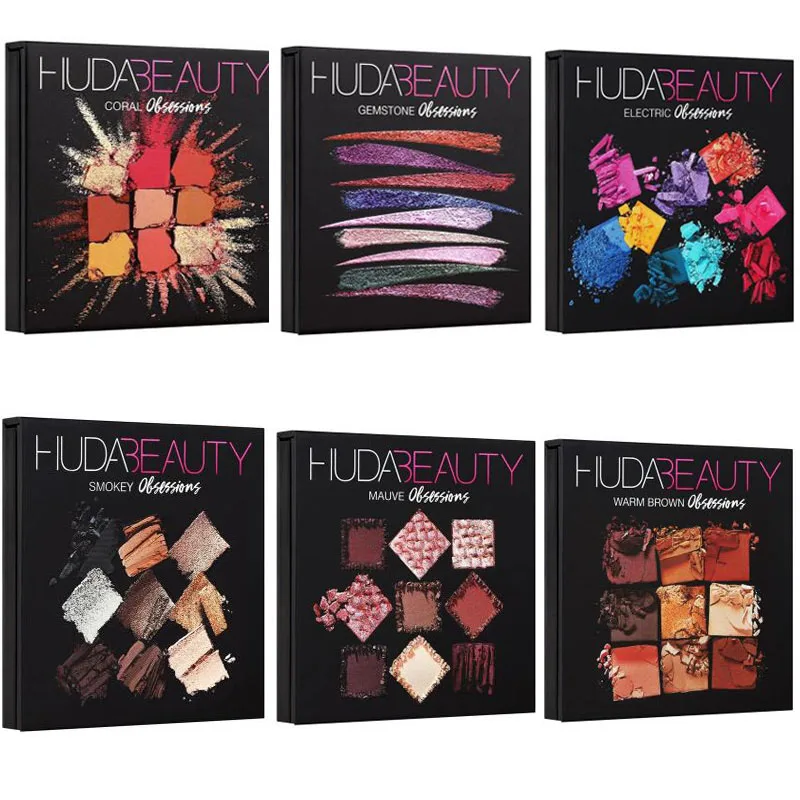 

Huda Beauty EyeshadowPalette Obsessopms Palette 9 Colors 6pcs Easy to Wear Eyeshadow Glitter Palette Make Up Set Beauty