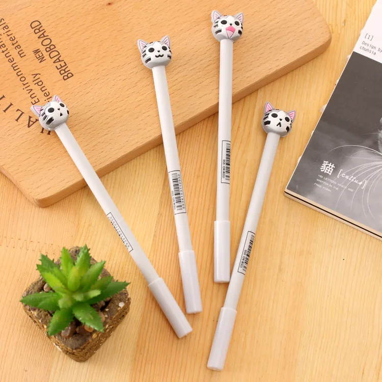 Korean stationery cute cat gel pen, black signature pens creative fountain pen 0.5mm writing pen stationery wholesale