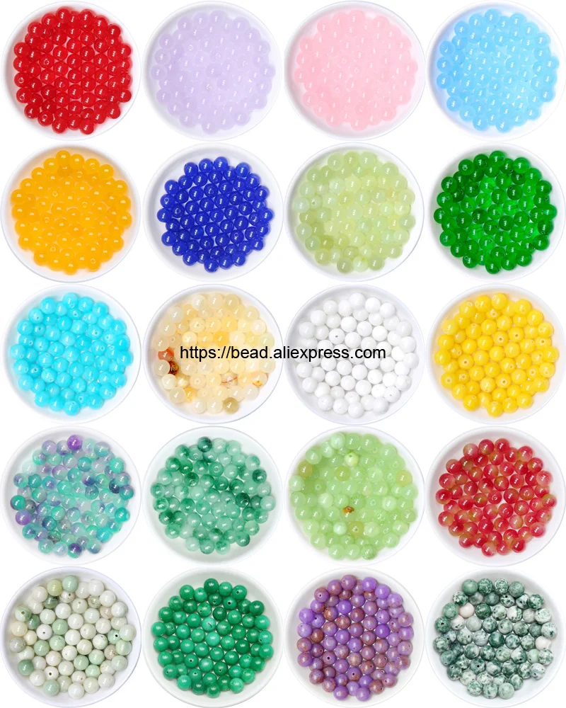 

Free Shipping Natural Stone Green Malaysia Porcelain Jades Round Loose Beads Pick 21 Color and Size for handmade Jewelry Making