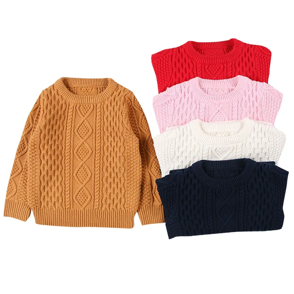 

Children Baby Girl Boy Knitted Sweater Solid Sewing Cardigan Tops Outfit Clothes Solid Candy Color Autumn Winter Cotton Top Baby
