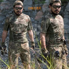 Мужская футболка с короткими рукавами, питоновый узор, тактическая, стрелок, боевой камуфляж, тренировочные футболки с короткими рукавами