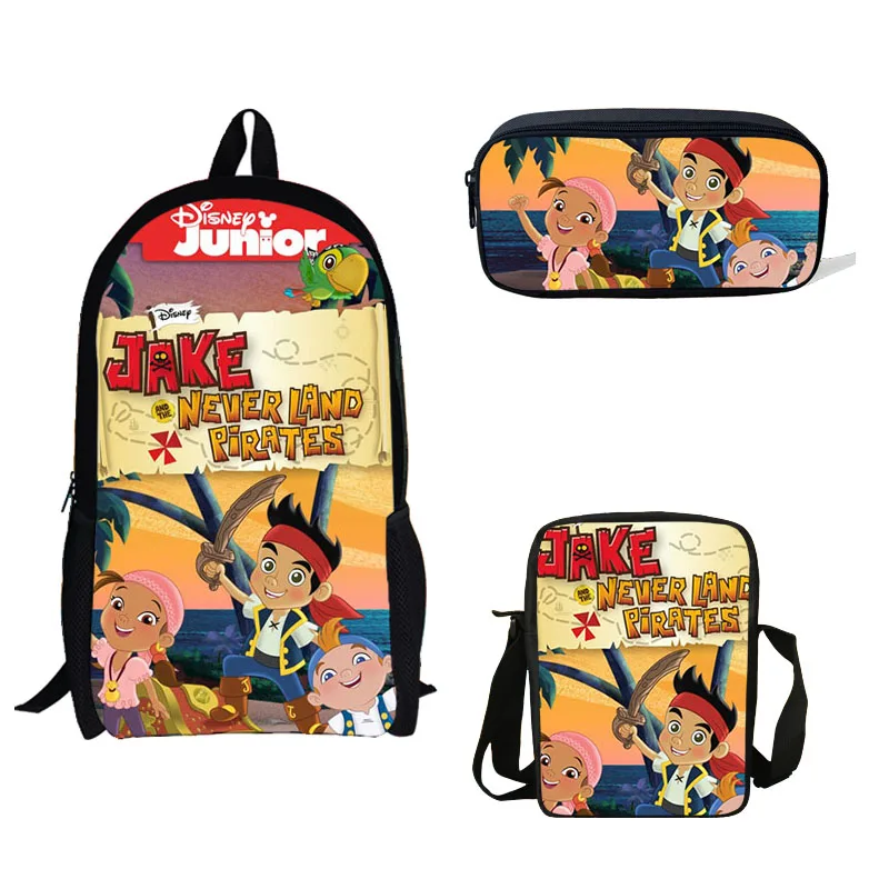 

Cartoon jake and the never land pirates school Bag Kids Girls School Backpacks Shoulder Bagpack Children Bookbag Boys Pencil Bag