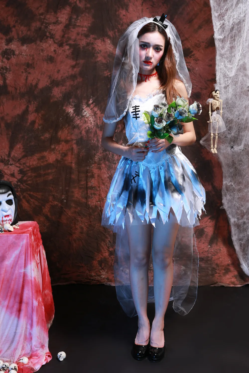 Pesta Halloween peran bermain Hantu Pengantin Gaun Dewi Ayat Neraka