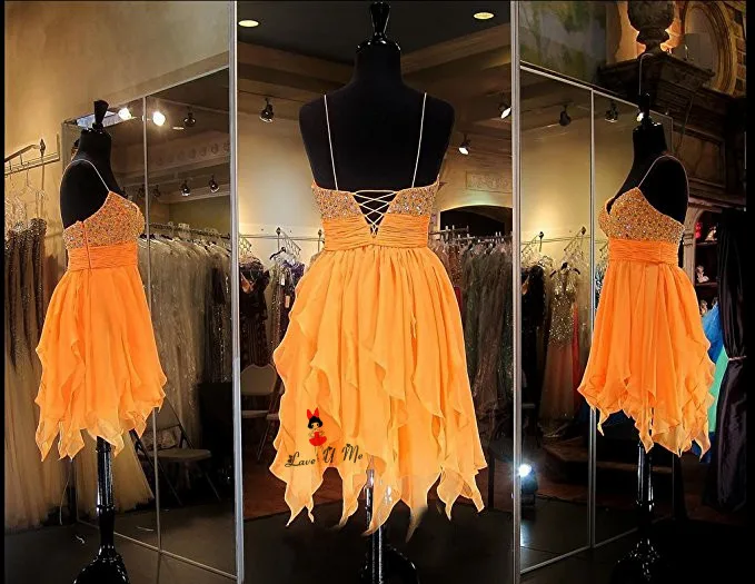 Vestido de Festa Curto Graduacion Cortos оранжевые скромные платья для выпускного вечера короткие шифоновые вечерние платья с кисточками