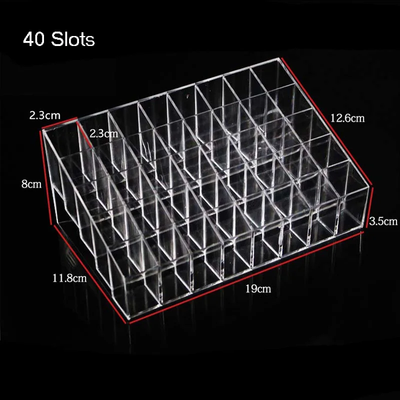 Прозрачный Органайзер с 36/40 слотами для макияжа, коробка для хранения косметики, держатель для губной помады, органайзер для блеска для губ, подставка для макияжа, Органайзер