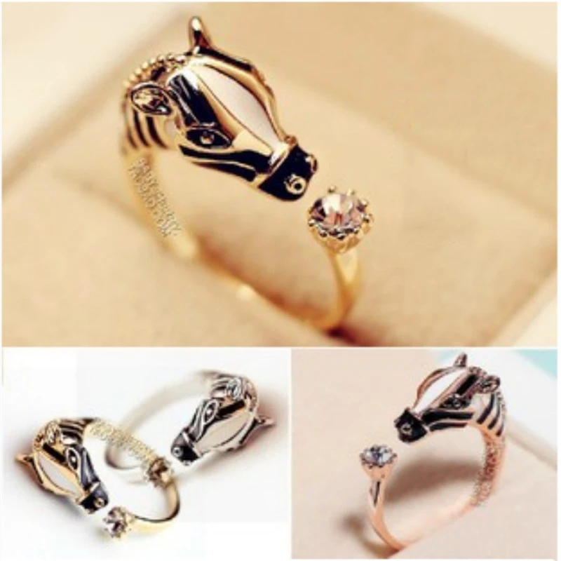 

2018 Adjustable Opening Ring For Women Zebra Horse Head Finger Rings Couples Engagement Ring Female Jewelry Accessories Rings