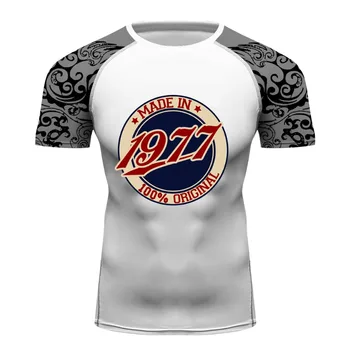 

Custom full Printed T-shirt made in 1977 Boxing Shirt Gym tshirt for men Compression Shirt Tops T shirt black rashguard