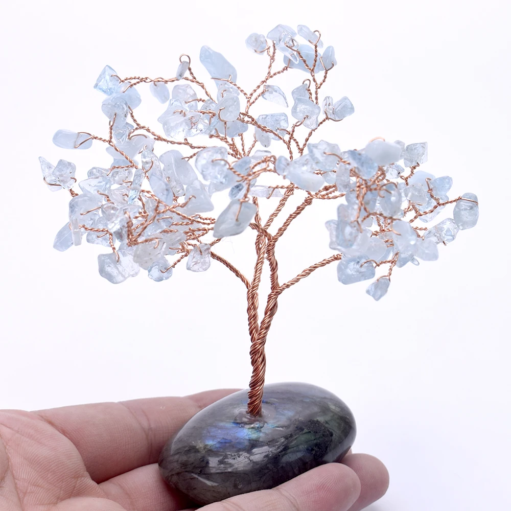 

Crystal Lucky Money Tree Figurine Ornaments Quartz Crystal Healing Tree Fengshui with Stone Stand Home Office Lucky Decoration
