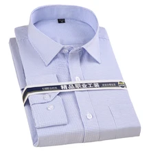 Мужские рубашки размера плюс, 6XL, 5XL, 4XL, синие, фиолетовые, в полоску/в клетку, умные, повседневные, с длинным рукавом, элегантные, деловые, офисные, мужские рубашки