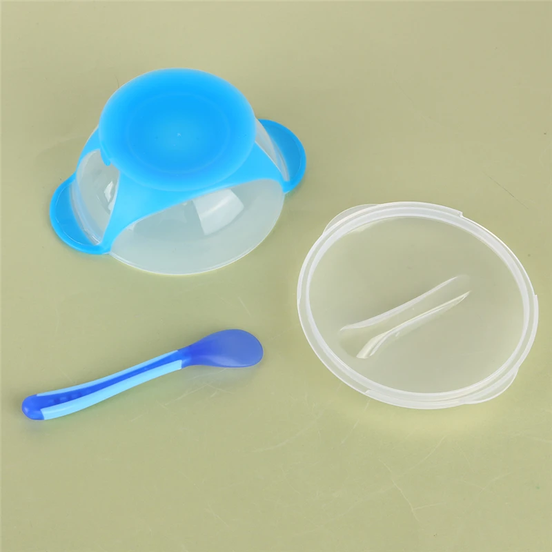 

Slip-resistant Wall Suction Child Tableware Baby Kids Sucker Dishes Gravity Bowl food Bowl Temperature Sensing Spoon Baby Bowl
