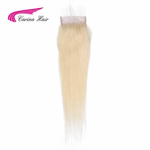 Carina Hair Brazilian Non-Remy Human Hair Pure 613 Blonde Straight Hair Swiss Lace 4*4 Lace Closure With Baby Hair Free Part
