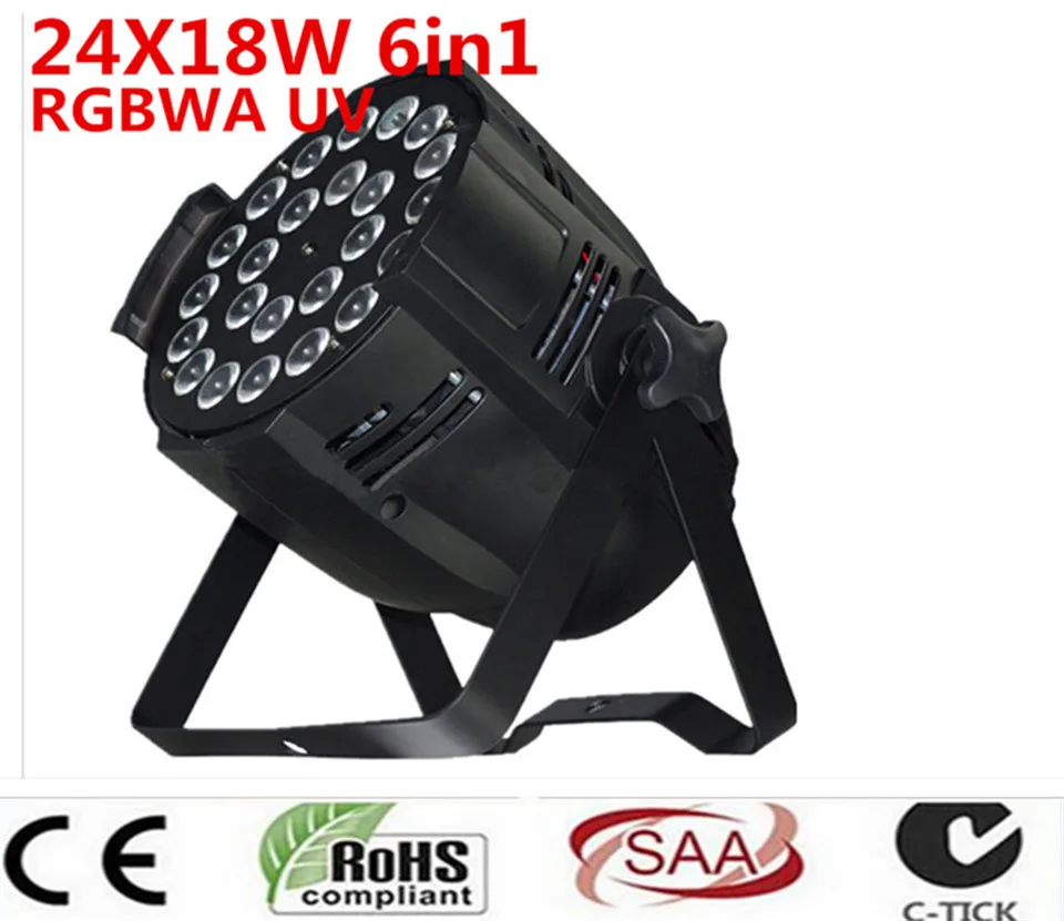 6 unids 24x18W RGBWA + UV в 1 DMX светодиодный Par роскошный dj освещение rgbwa uv свет | Лампы и