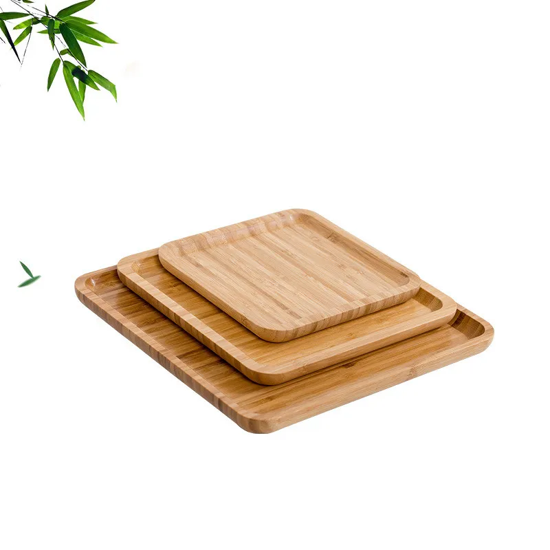 

Bamboo Square Shape Pan Plate Fruit Dishes Saucer Tea Tray Dessert Dinner Bread Plate