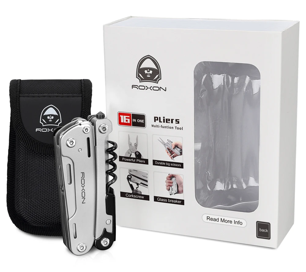 Roxon S801 Multitool de herramientas al aire libre Camping plegable alicates tijeras destornillador bits de pesca de Plier de la hoja de sierra - 6