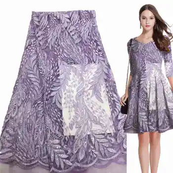 

Embroidery sequence African tulle sequins lace fabric for women dress high quality Nigerian net tulle lace