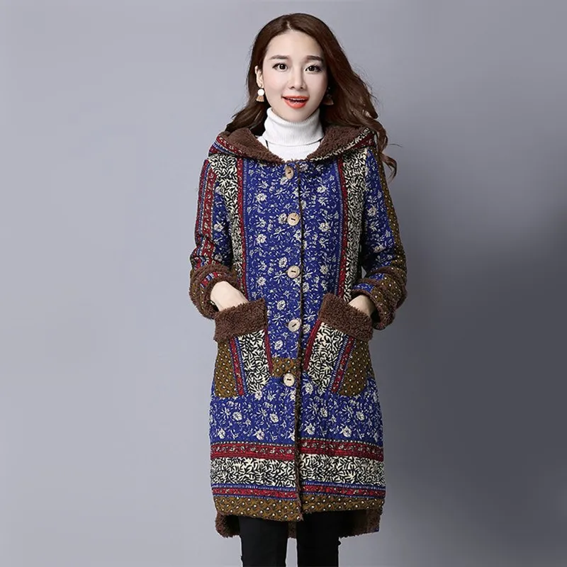 Autumn New Arrival Women s Winter Jacket Solid Hooded Collar Thicken Fleece Slim Long Plus Size
