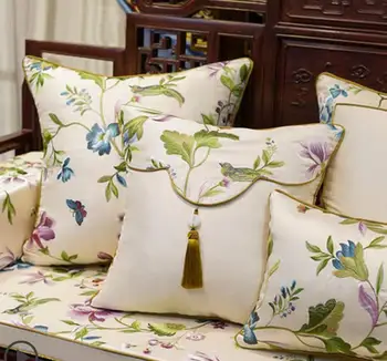 

Pastoral flower bird pillow/almofadas case adult teen girl,vintage seat back cushion cover 45 50 60,decorative throw pillow case