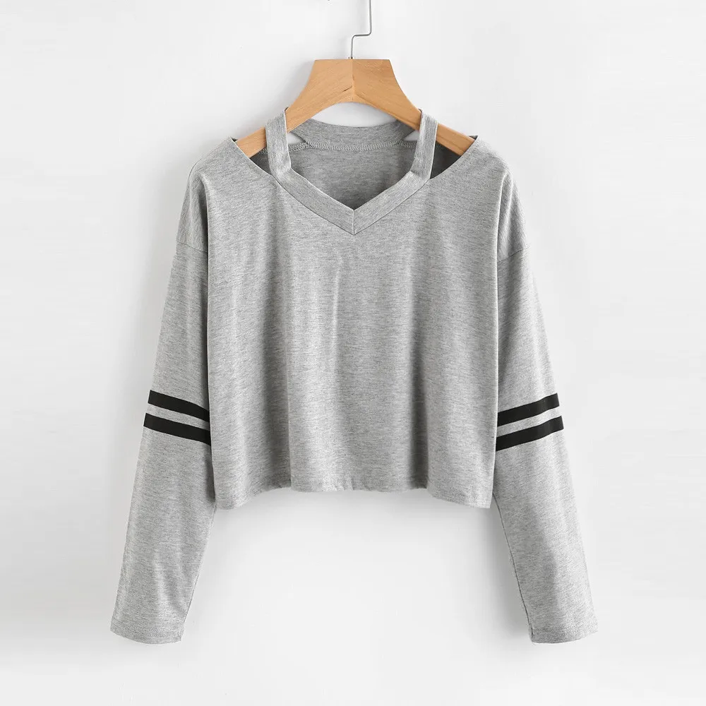 

Fashion Womens Long Sleeve Sweatshirt V Neck Causal Tops Cotton Summer Autumn Print Women's T-shirts camiseta mujer