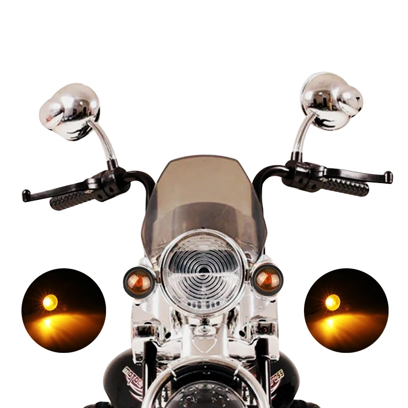 4 шт., светодиодные индикаторы поворотников для мотоцикла, янтарная Черная пуля, сигнальный светильник, лампа, мигалки для скутера, двигатель для Harley