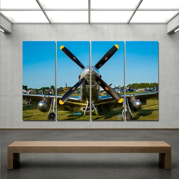 

AAHH Wall Art Picture Large Size Fighter 4 Panel Canvas Painting Dordic Airplane Posters Print on Canvas for Home Decor No Frame