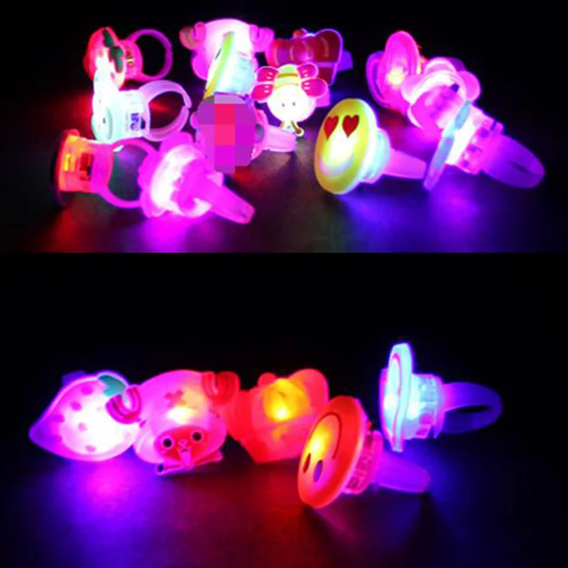 Gafas Led 25 шт. милый мультфильм мигающий перстень яркий светодиодный светильник ювелирные изделия вечерние в черный ночь мигающие детские игрушки