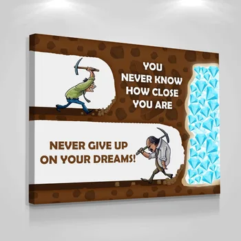 

1 Piece printed Painting NEVER GIVE UP ON YOUR DREAMS Framed Canvas Wall Art