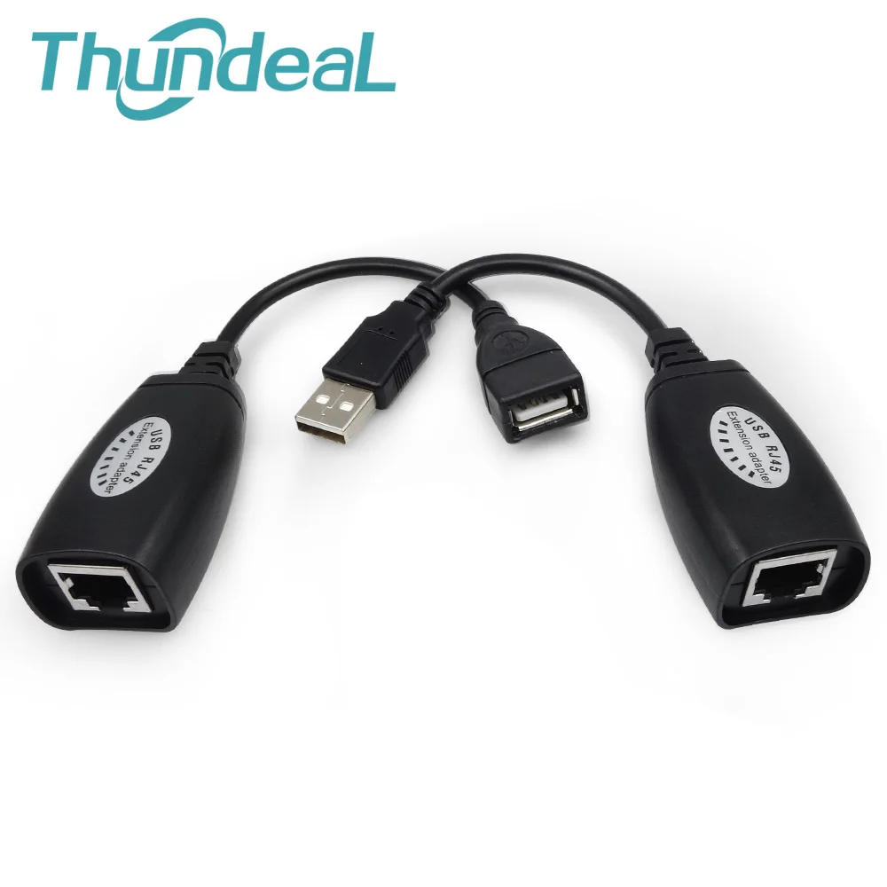 

1Set 2.0 USB Extension Extender Adapter To 150ft 45M Using CAT5/5E/6 Single Ethernet Cable Extension USB RJ45 LAN Cable